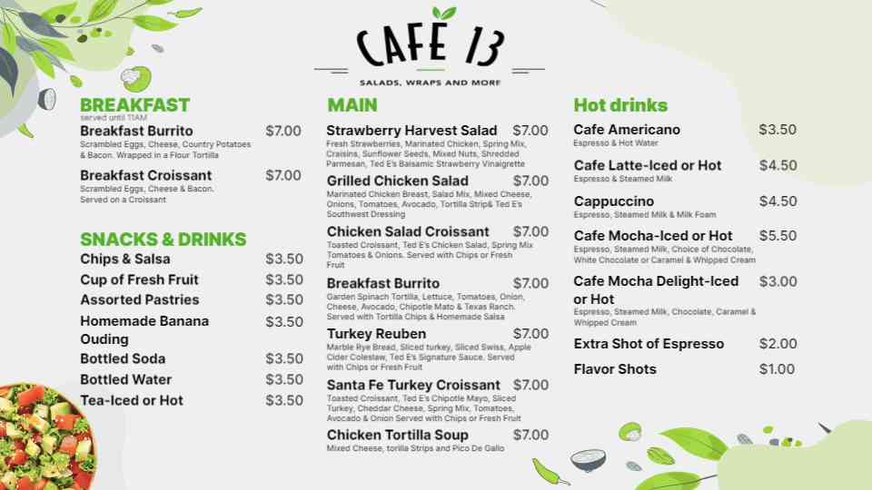 Fresh & Flavorful Café Menu Display