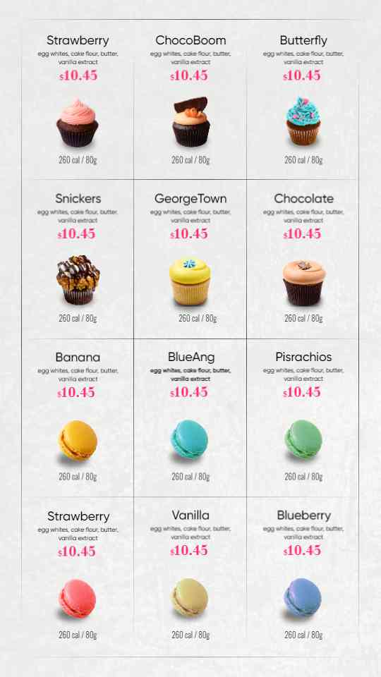 Artisan Cupcake Delight Menu