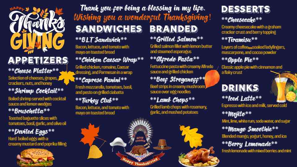 Editable Thanksgiving Feast Menu Template