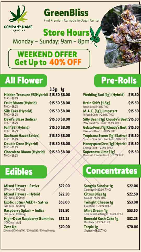 Complete Cannabis Product Menu
