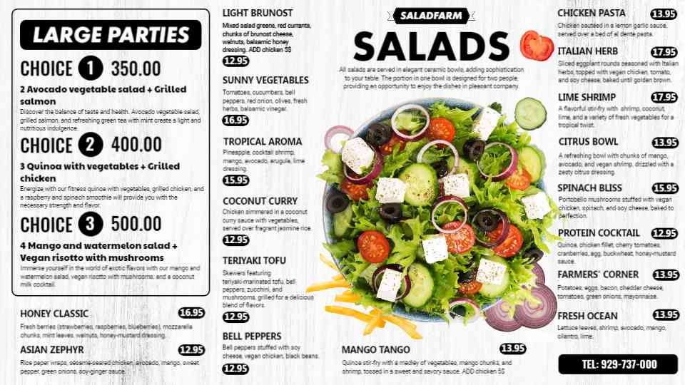 Crisp & Refreshing Salad Menu