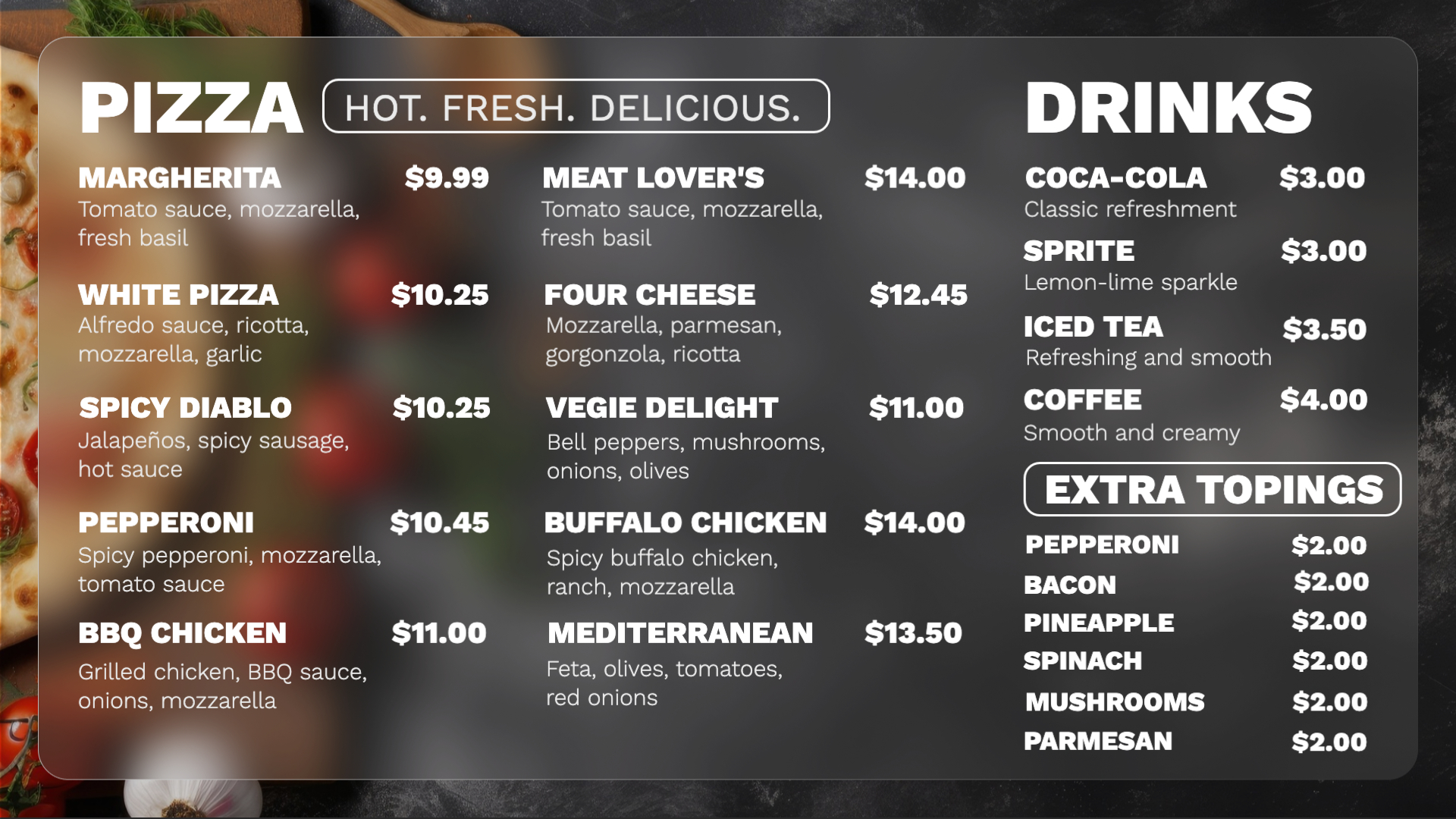 Pizza Ordering Screen