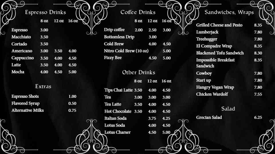 Vintage Elegance Café Menu