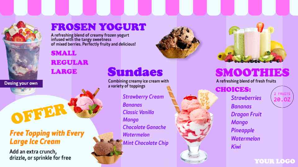 Custom Sundaes & Frozen Treats Menu