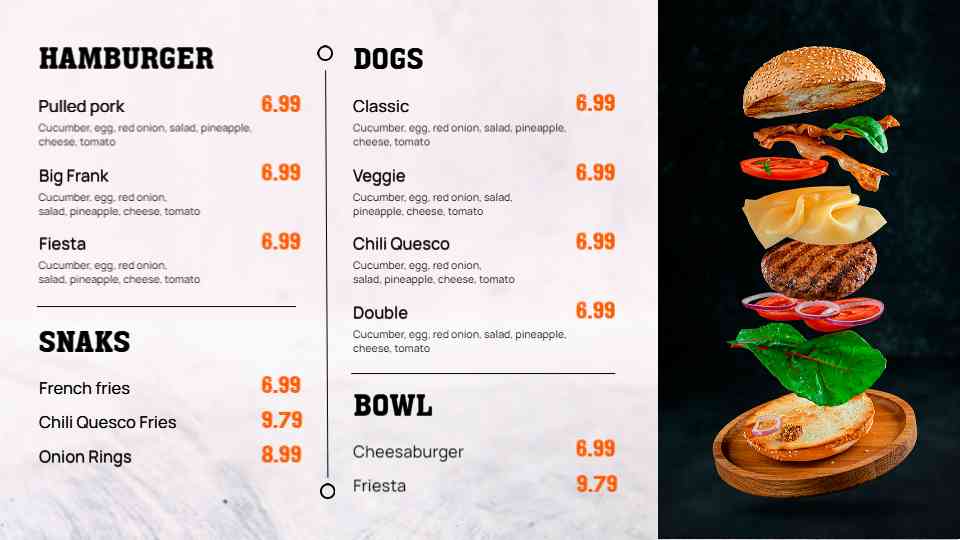 Stacked Burger & Grilled Bites Menu