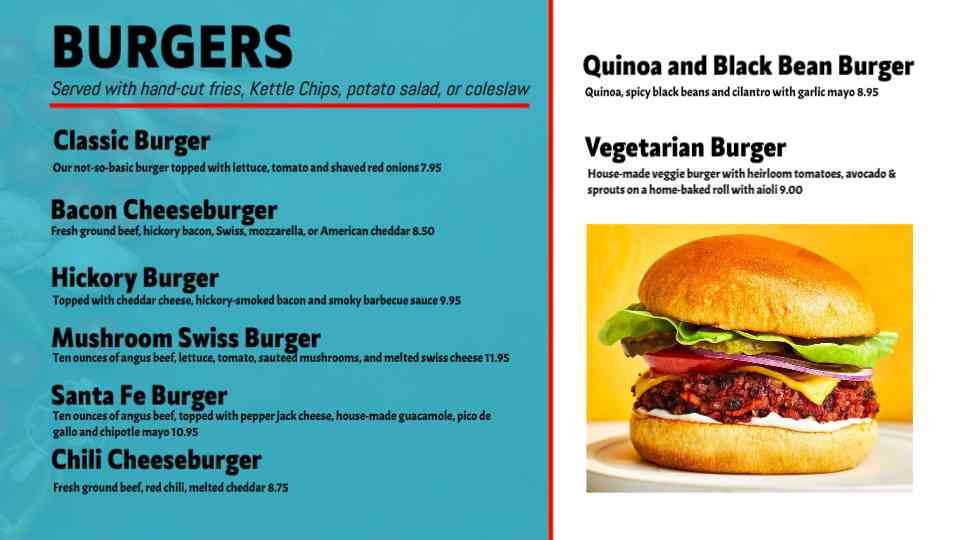 Bold Burger Bar Menu Template