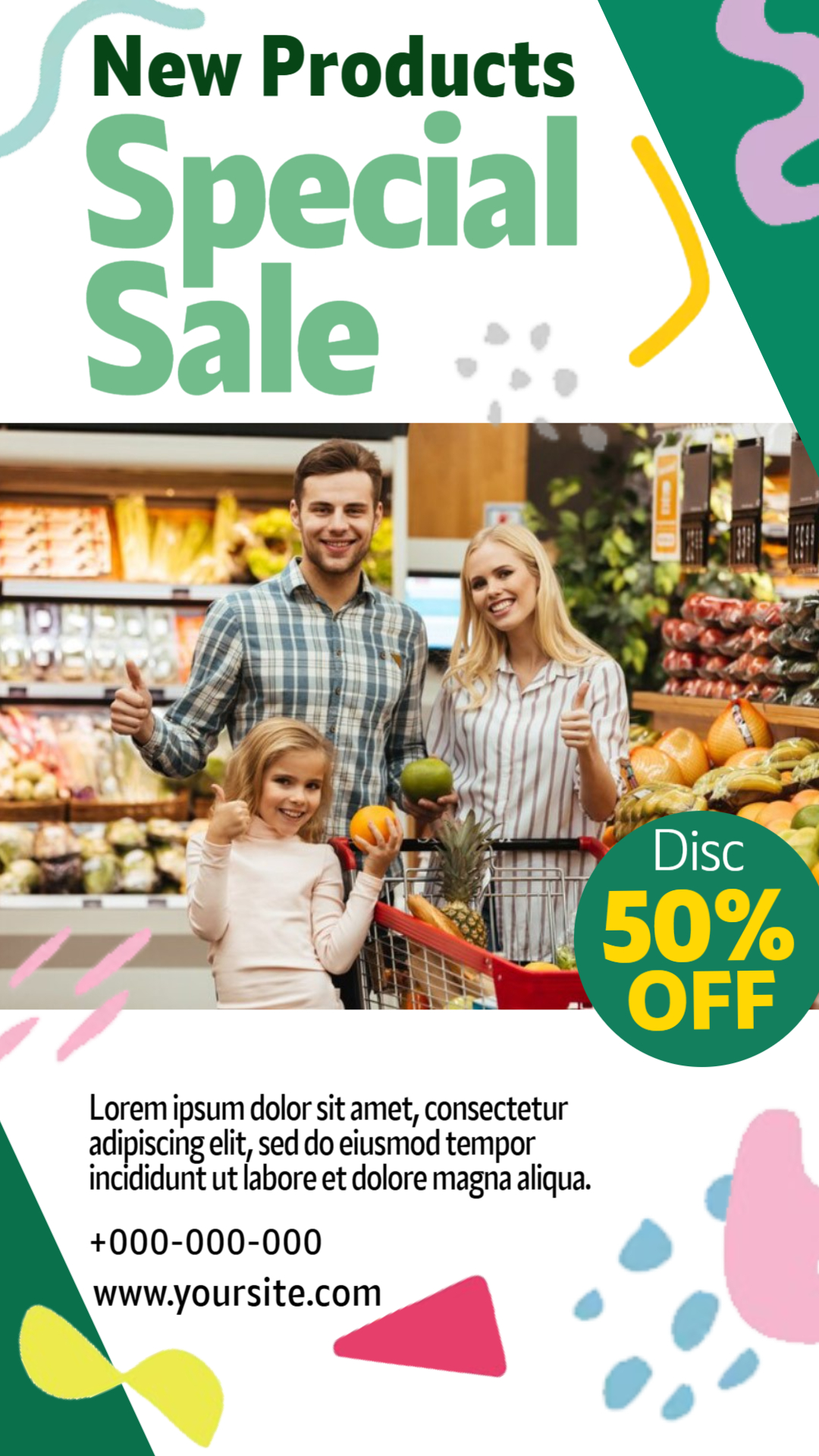 Discount Store Promo Flyer Template – Fresh Products Sale