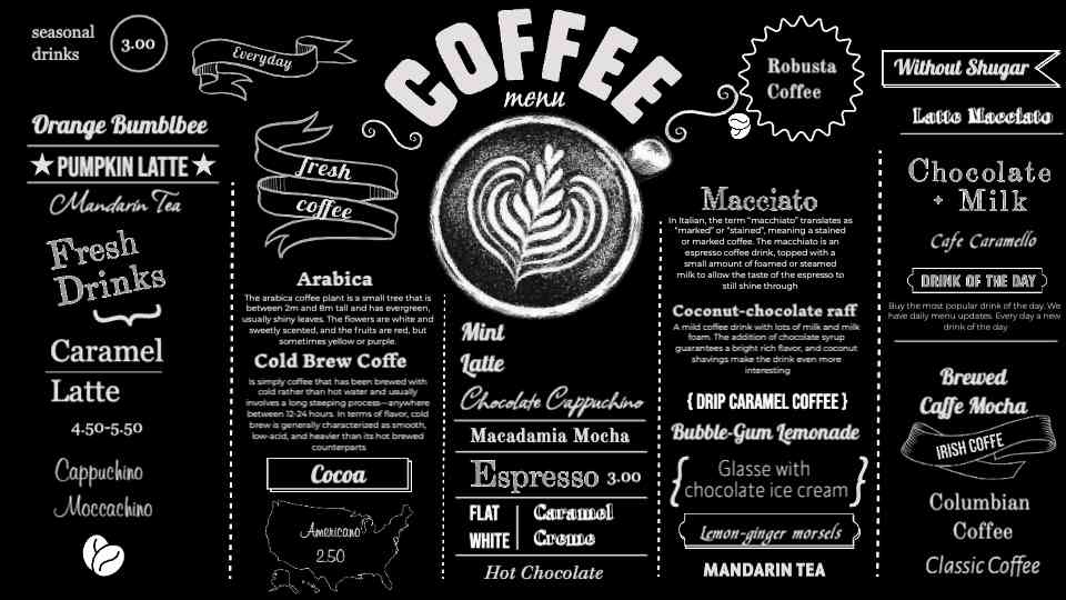 Bold Brew & Specialty Drinks Menu