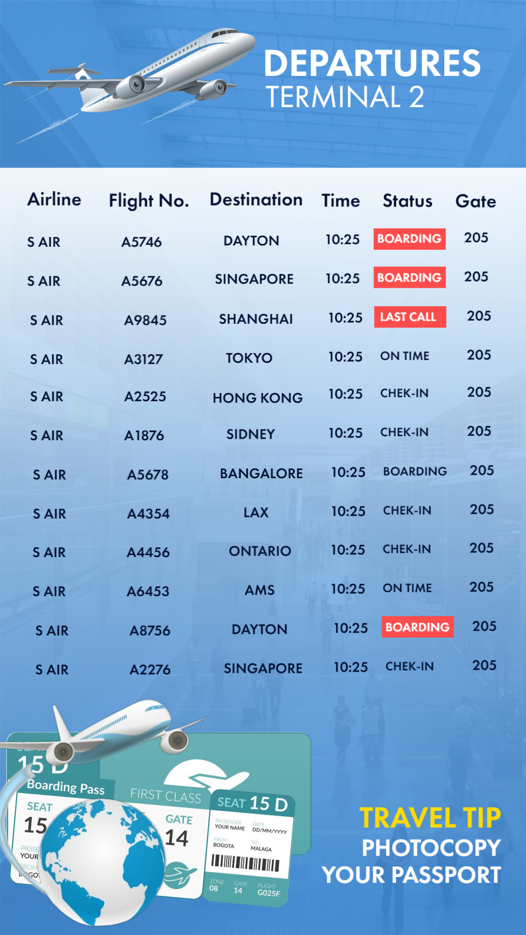 Real-Time Flight Departures & Boarding Info