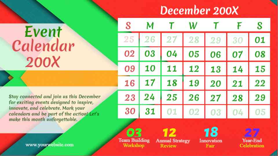 December Event Calendar Planner