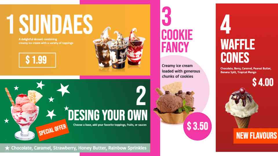 Sundaes & Custom Ice Cream Creations Menu