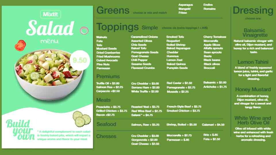 Build-Your-Own Salad Menu