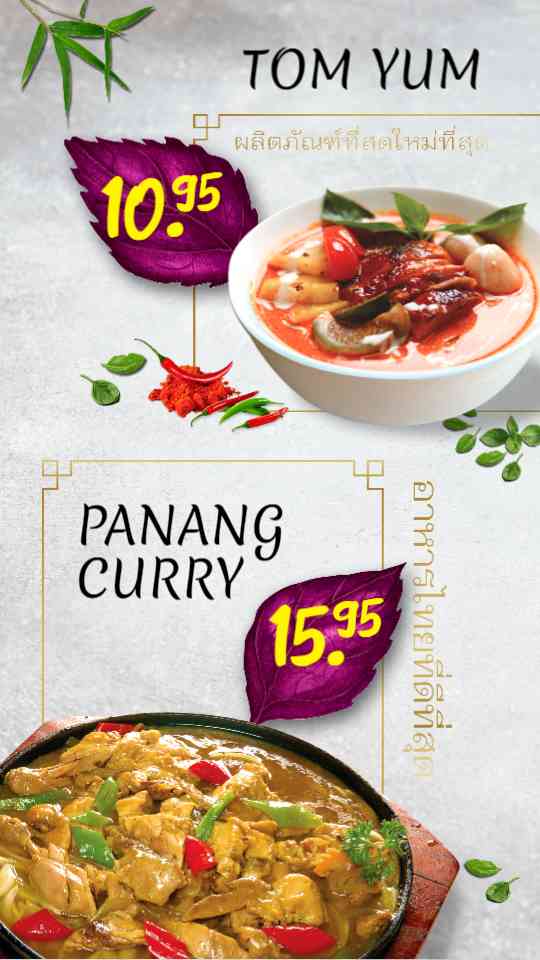 Signature Thai Soup & Curry Menu Display