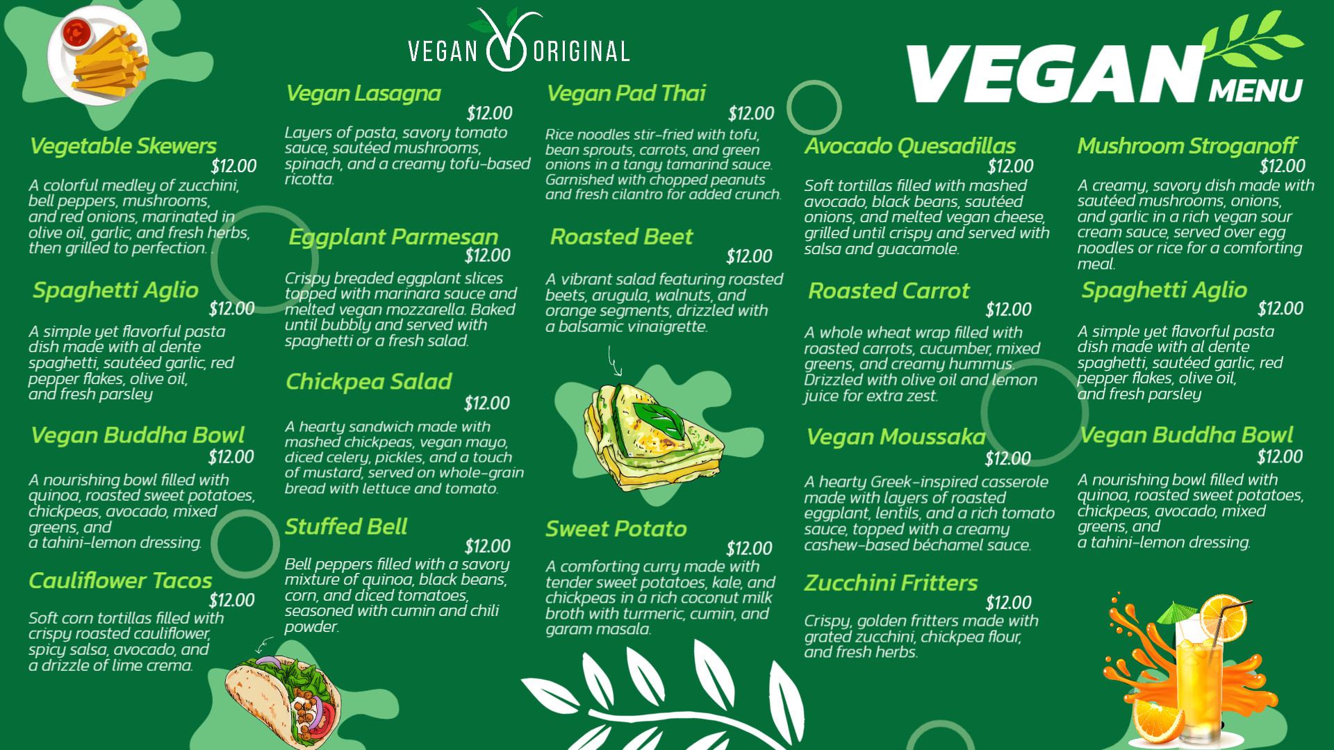 Vibrant Vegan Feast Menu