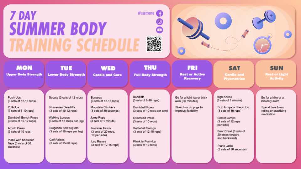 Weekly Summer Fitness Plan