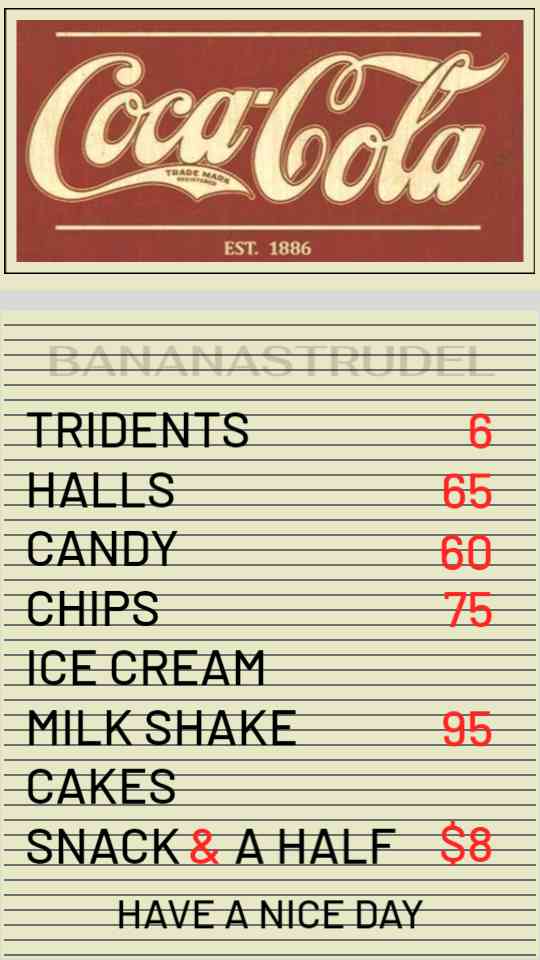 Classic Coca-Cola Snack & Treats Menu