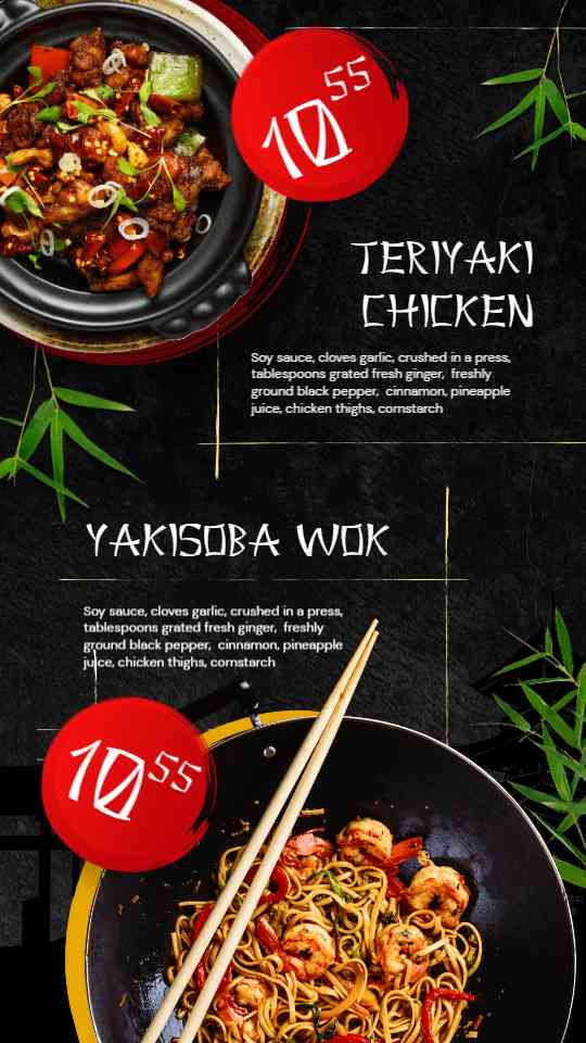 Bold Teriyaki & Wok Menu Display