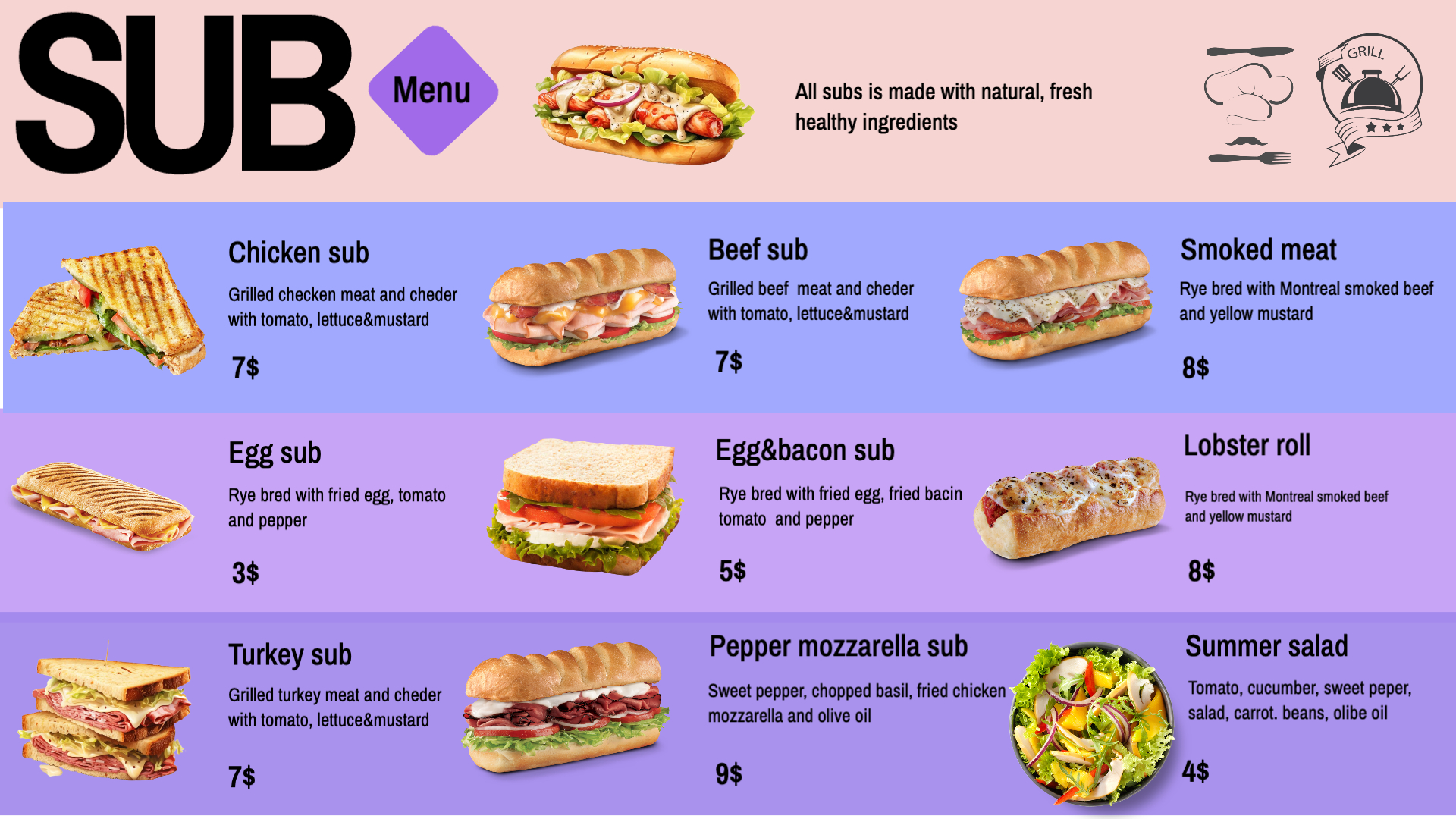 Fresh & Flavorful Sub Menu