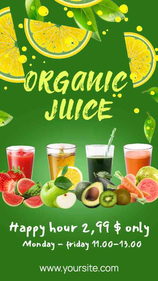 Organic Juice Happy Hour Specials Menu