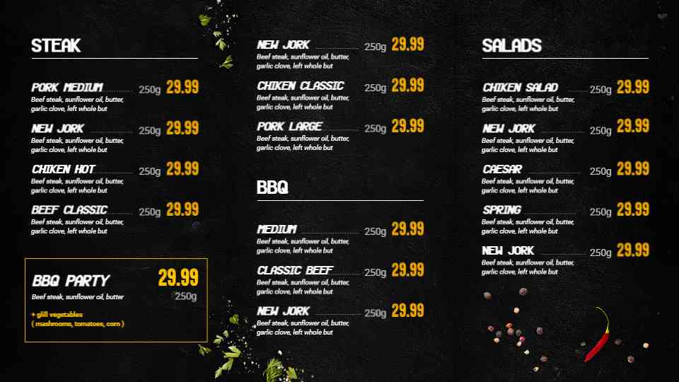 Smokehouse Grill & Steakhouse Menu