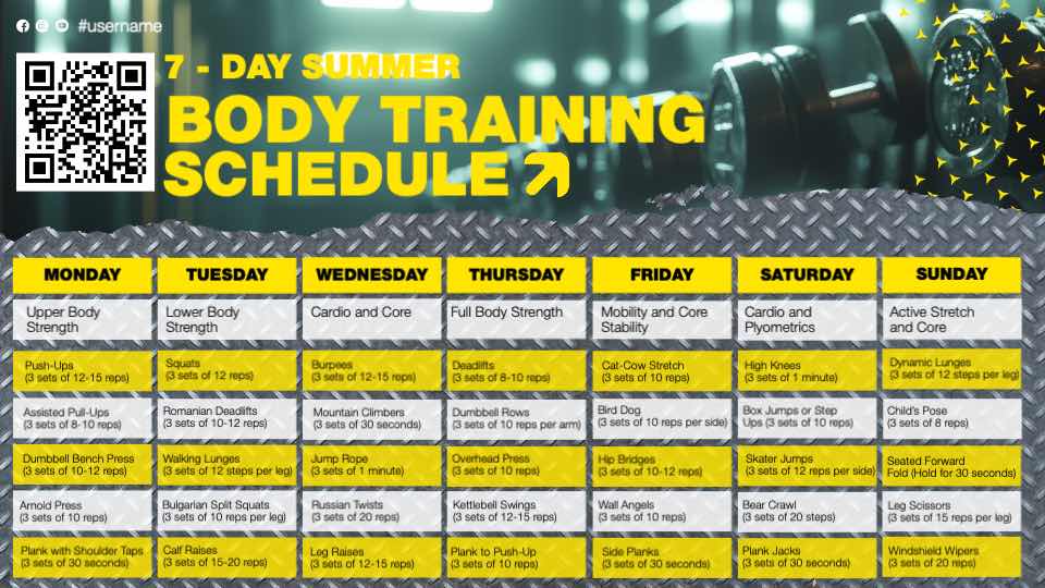 Summer Body Training Schedule