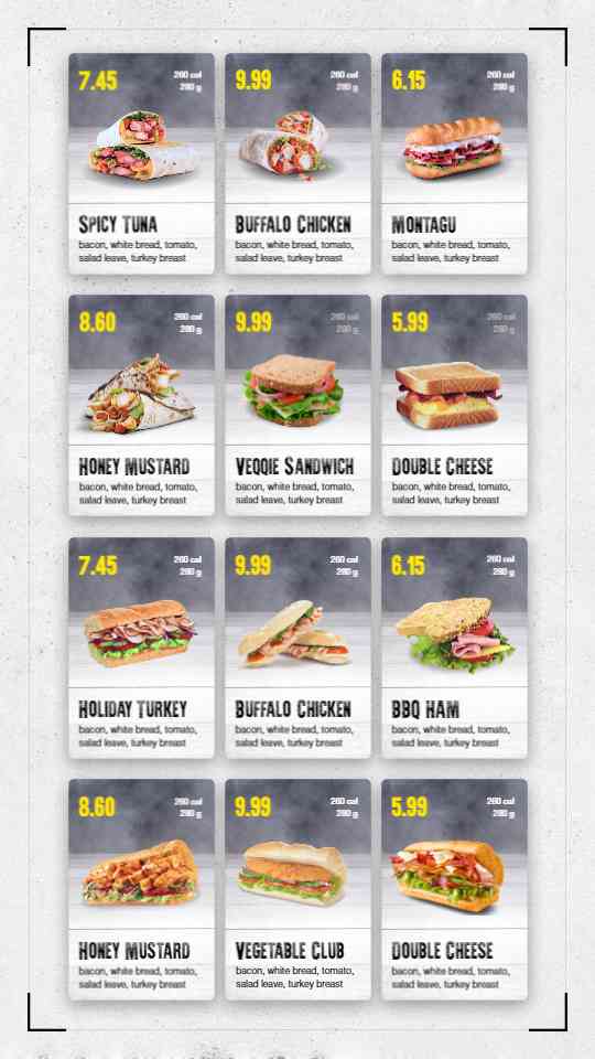 Classic Deli Sandwich Menu