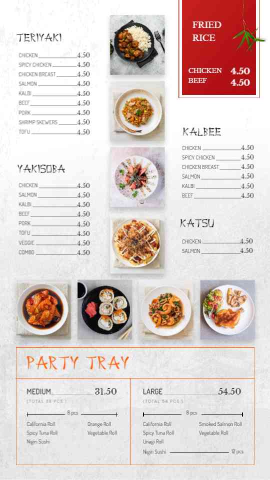Elegant Japanese Bento & Grill Menu