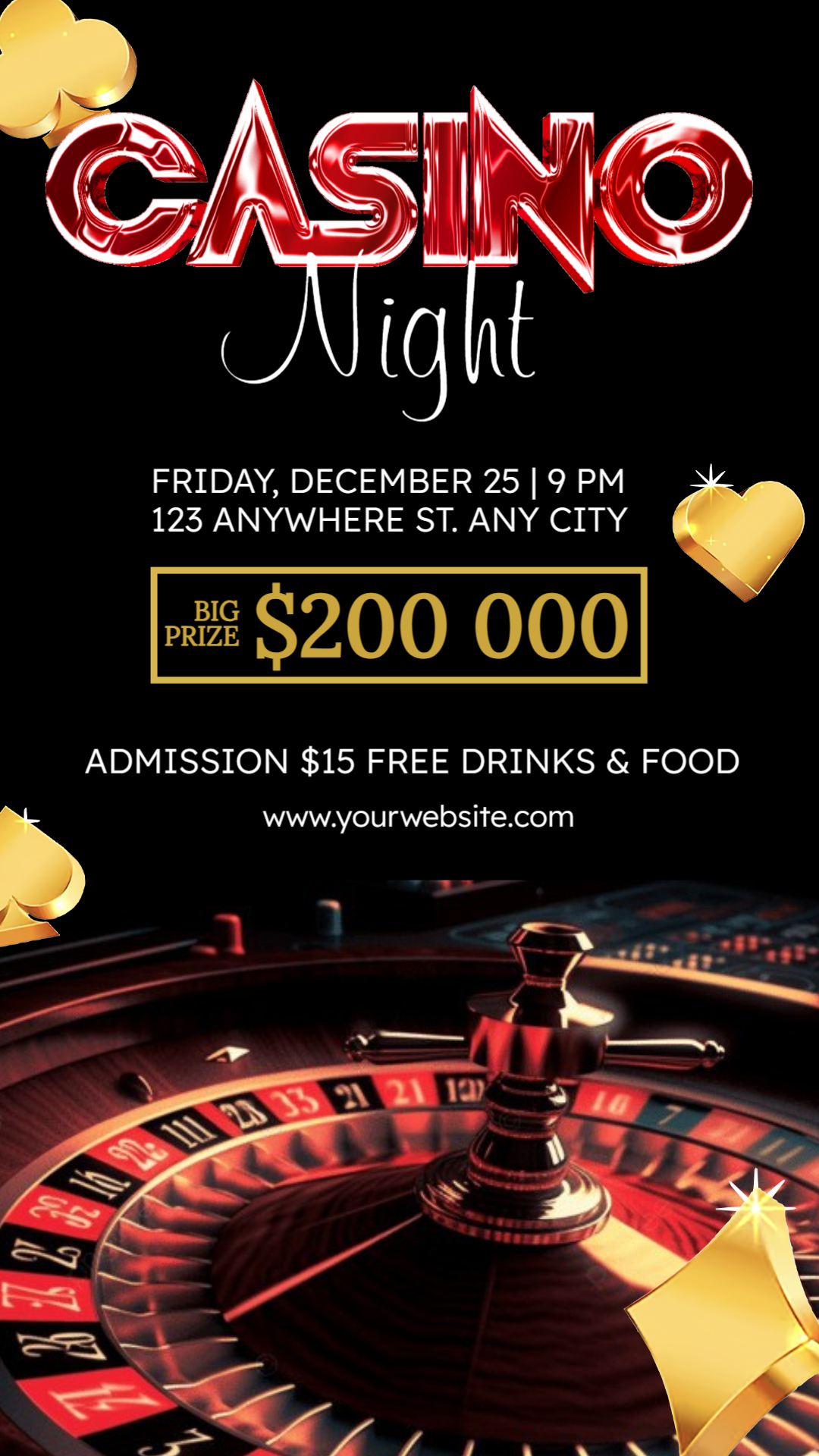 Casino Theme Poster Template – Glitz, Glamour, and Games