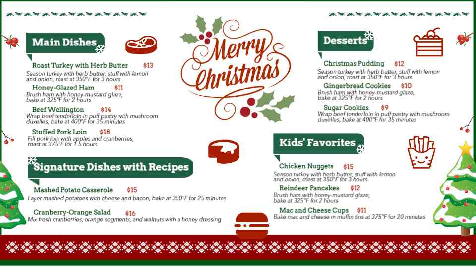 Editable Christmas Feast Menu with Recipes
