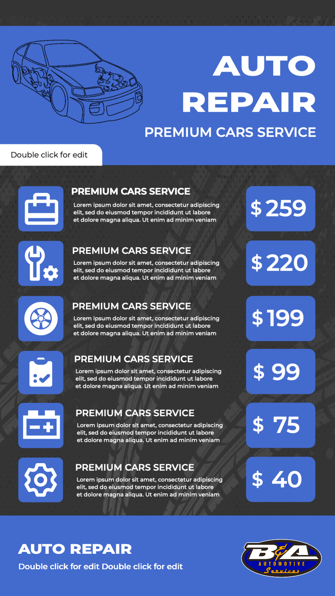 AUTO REPAIR digital signage templates