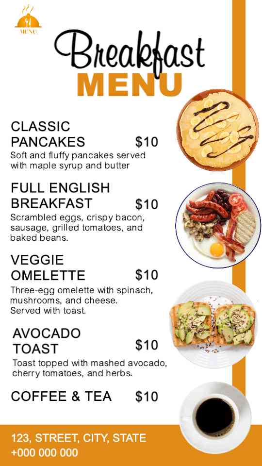 Morning Delights Breakfast Menu | AIScreen