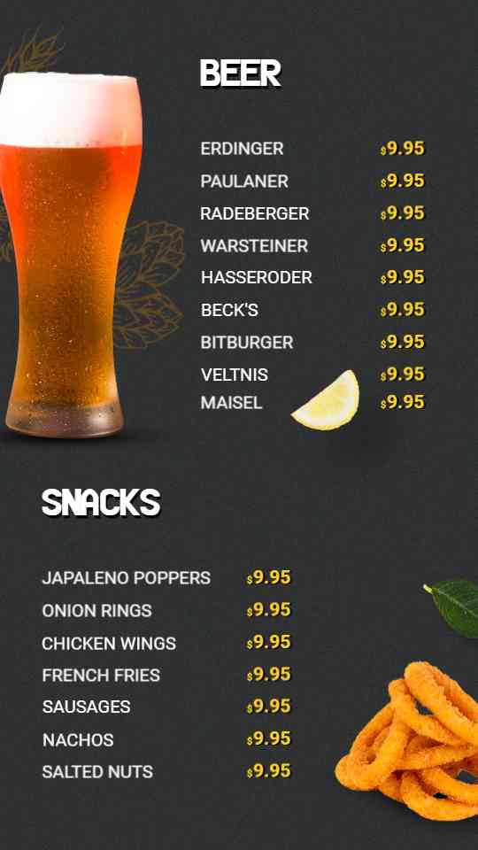Craft Beer & Bar Bites Menu