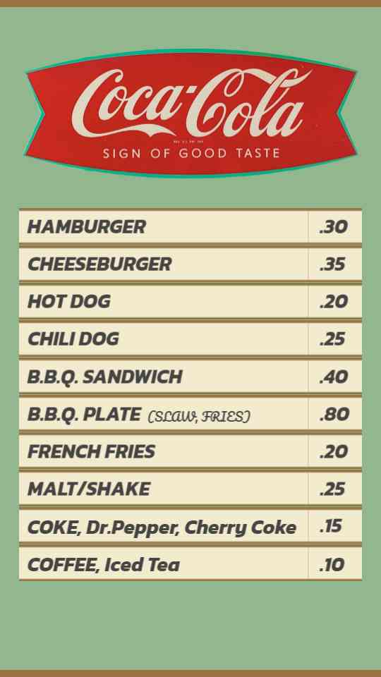 Classic Diner Menu: Coca-Cola Specialties