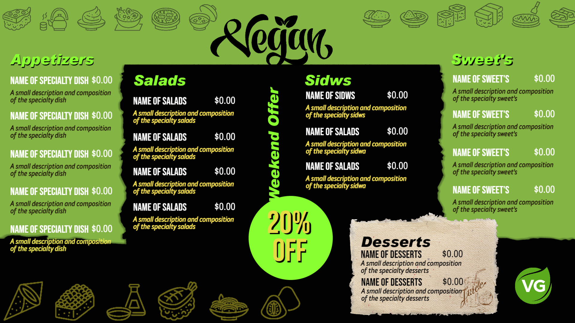 Vibrant Vegan Feast Menu