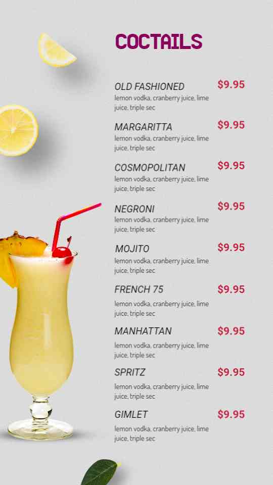 Classic Cocktail Selection Display