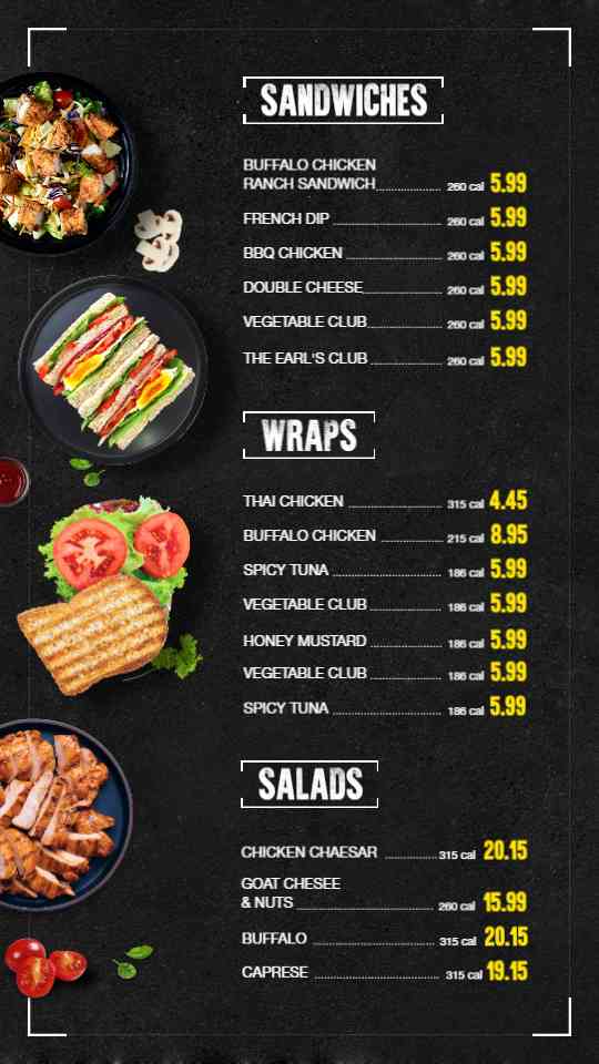 Gourmet Sandwich & Wrap Menu