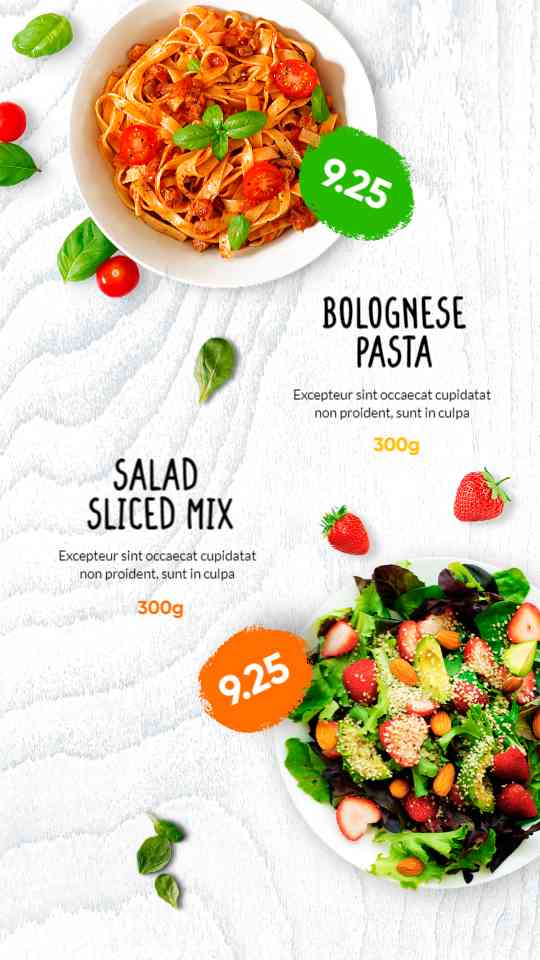 Vibrant Pasta & Salad Pairing Menu | AIScreen