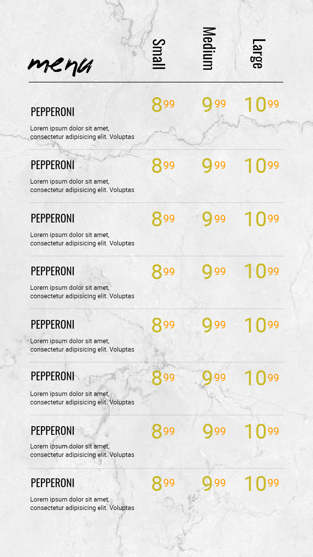 Modern Pizza Pricing Menu | AIScreen