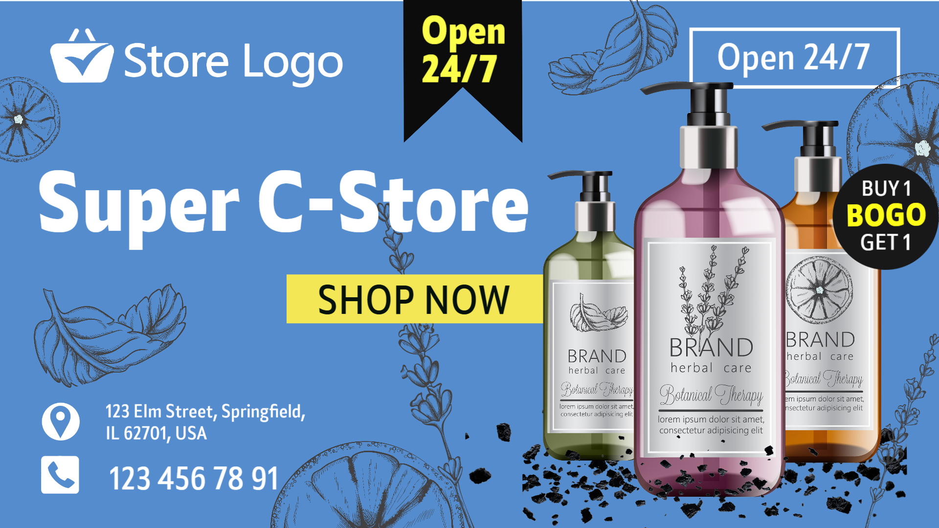 1 Pharmacy Store Treatment Promotion Template – Free Home Delivery Design