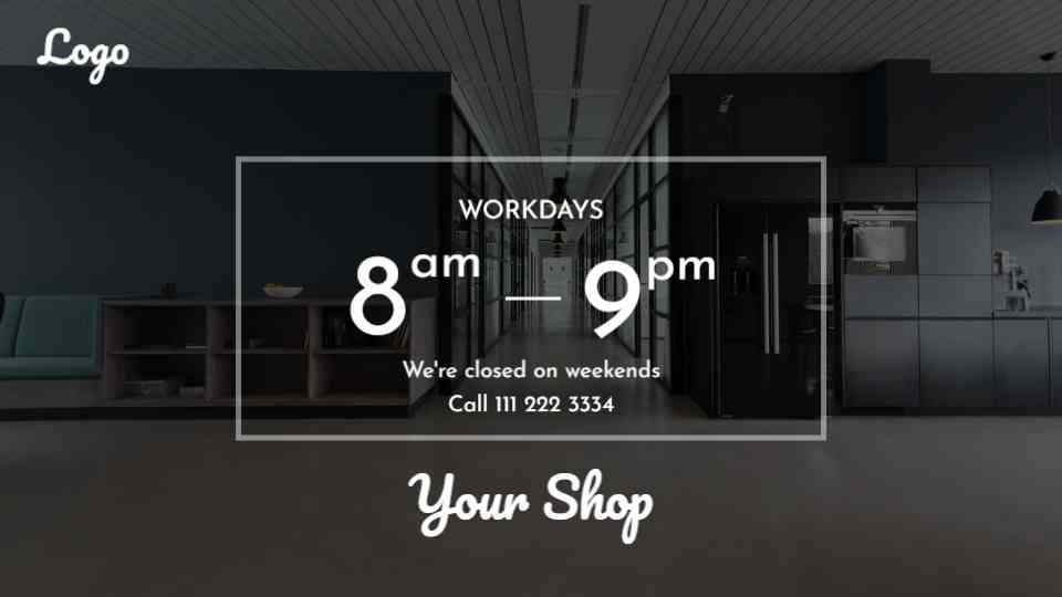 Shop Operating Hours Display