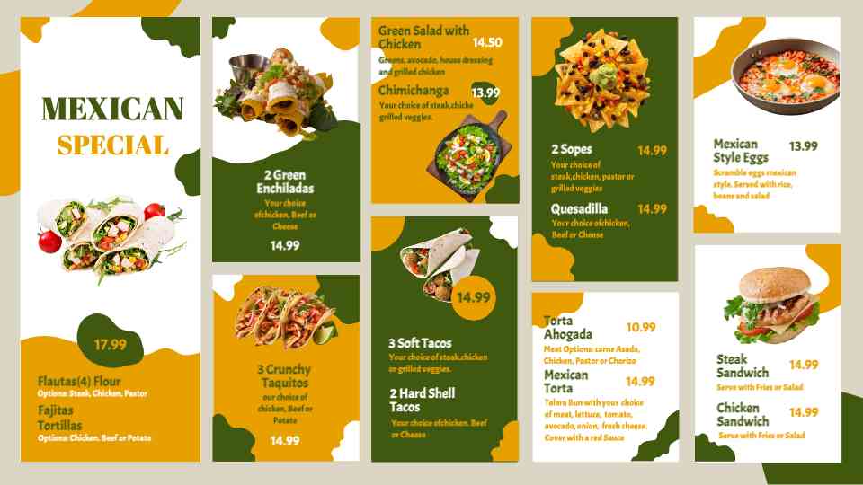 Mexican Specials Menu Display