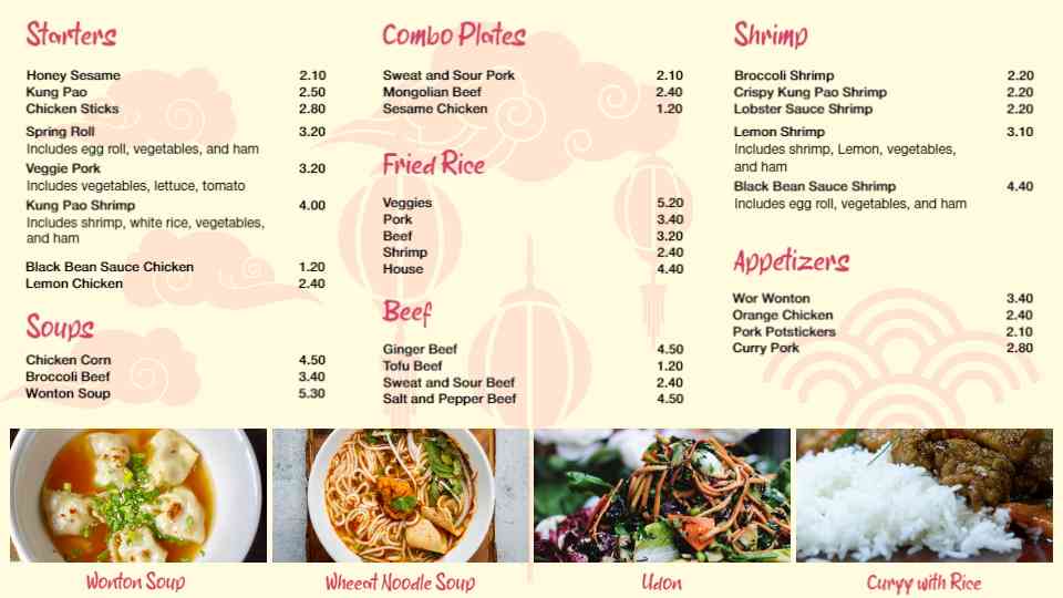 Traditional Chinese Cuisine & Noodle Menu