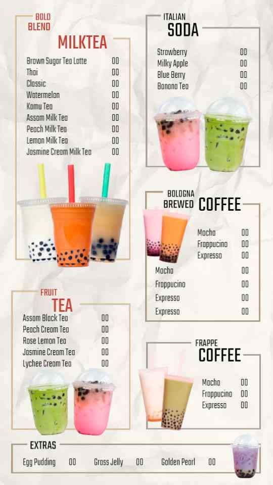 Signature Milk Tea & Refreshers Menu