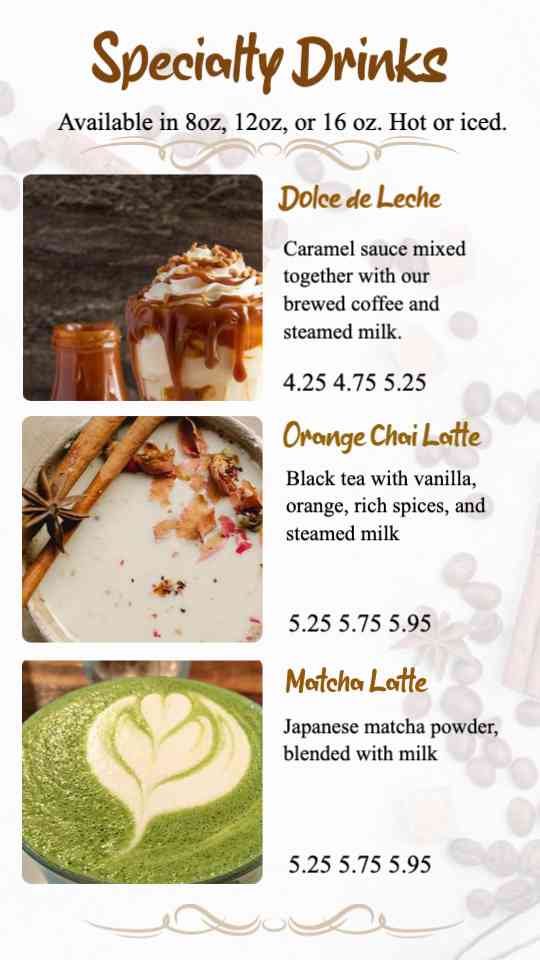 Signature Specialty Coffee Creations