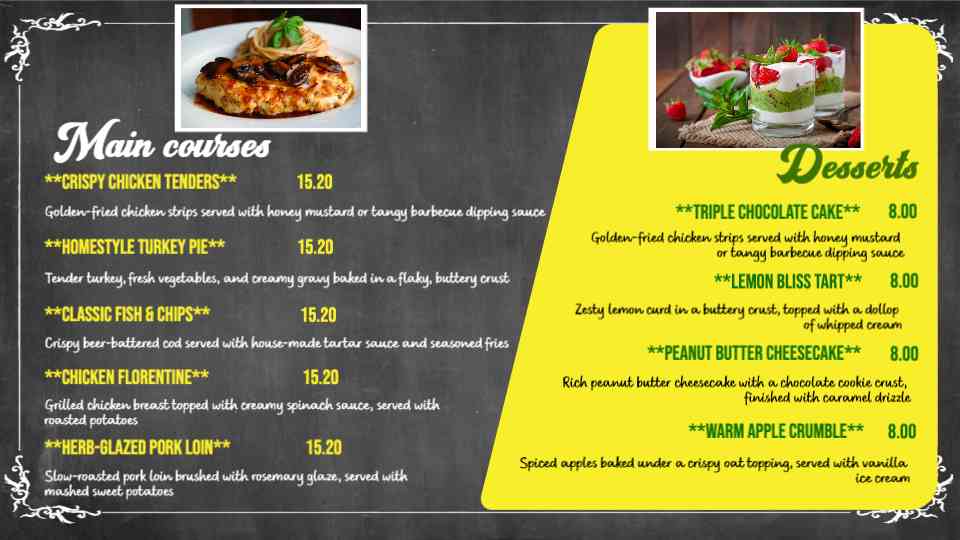 Fresh Bites Menu Display