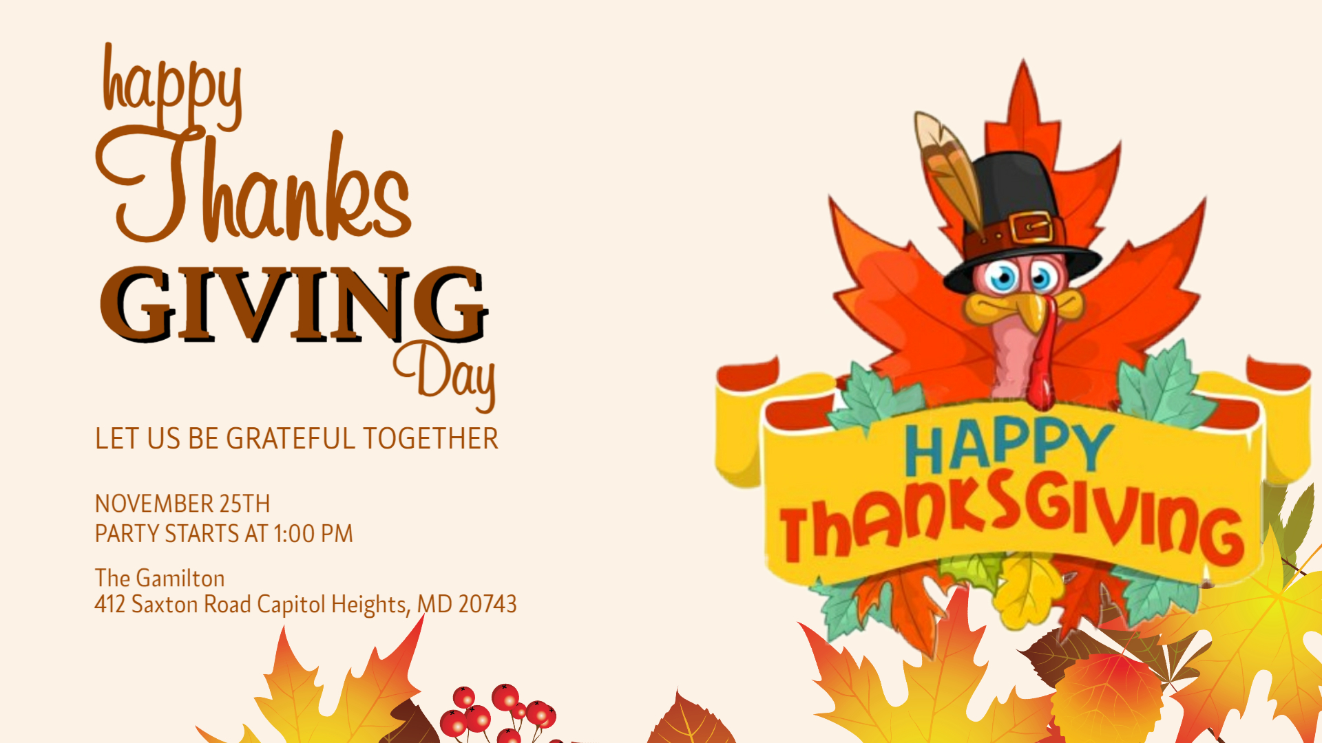Editable Thanksgiving Party Invitation Template