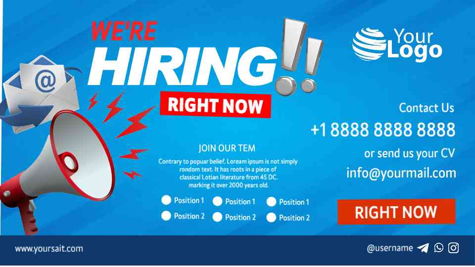 Immediate Job Openings Announcement