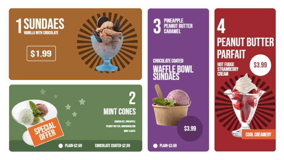 Decadent Ice Cream Treats Menu