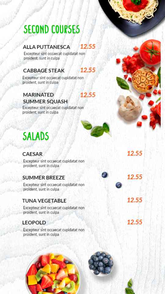 Fresh Plant-Based Delight Menu