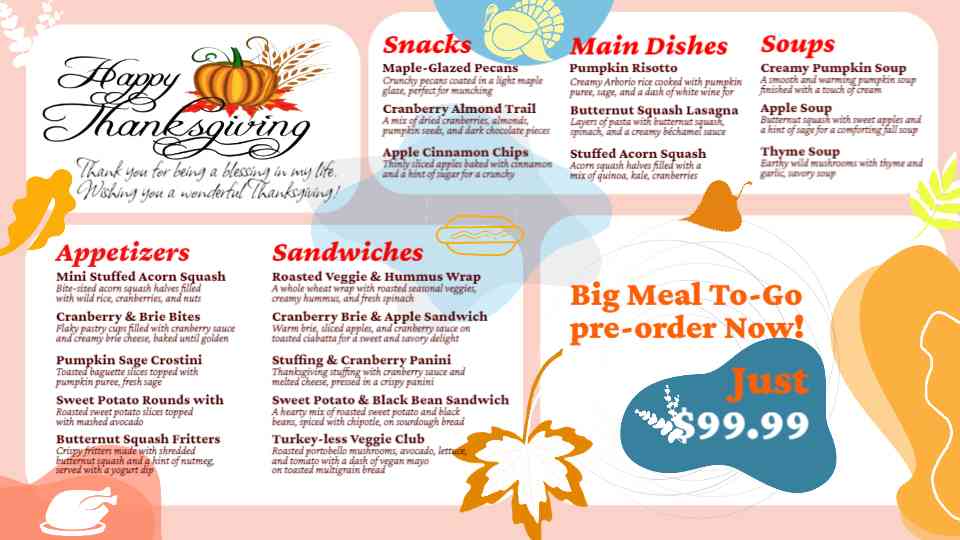 Editable Thanksgiving To-Go Meal Menu Template